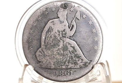 1861 Seated Liberty Half Dollar - AG (About Good), 1861 Liberty Seated Silver Half Dollar 1861 Mint Half
