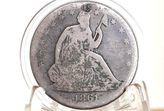 1861 Seated Liberty Half Dollar - AG (About Good), 1861 Liberty Seated Silver Half Dollar 1861 Mint Half