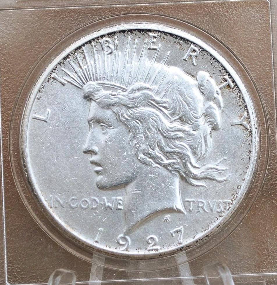 1927 Peace Silver Dollar - AU58 (About Uncirculated) Grade / Condition -Philadelphia Mint- 1927 P Silver Dollar 1927P Peace Dollar Key Date