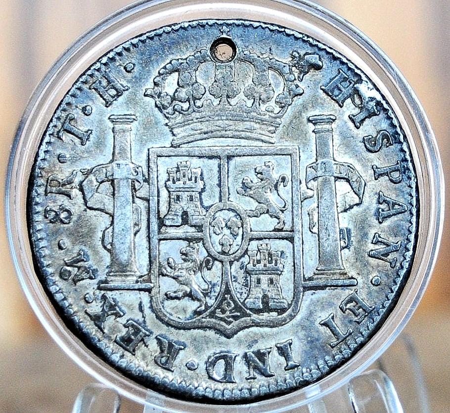 1806 Spanish 8 Reales, Mexico - XF+, Holed - Spanish Silver Colonial Era Coin - 1806 Eight Reales Mo TH - Carolus Iiii - Spanish Mexico