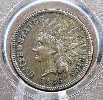 1866 Indian Head Penny - XF (Extremely Fine) Grade / Condition - Key Date - Indian Head Cent 1866 US One Cent - Tougher Date to Find