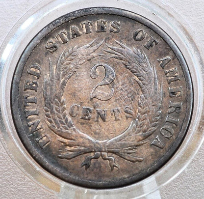 1868 Two Cent Us Coin - G-Xf (Good To Extreemly Fine) Grade / Condition - Civil War Era Coin - 1868 Us 2 Cent Coin 1868 Two Cent Piece