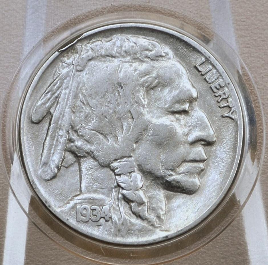 1934 Buffalo Nickel - VF-AU (Very Fine to About Uncirculated) Grades; Choose by Grade - 1934 P Indian Head Nickel 1934 P Nickel