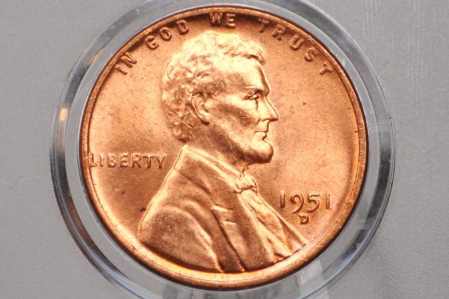 1951 S Wheat Penny - 1951 S Wheat Cent - 1951 San Francisco Mint Penny - 1951 S Penny - 1951 S Cent