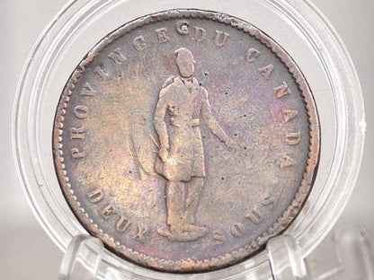 1852 Quebec Bank Token One Penny/Two Sous - VG/F Condition - 1 Penny Bank Token 1852 Bank of Quebec Canadian Bank Token 1852, Low Mintage