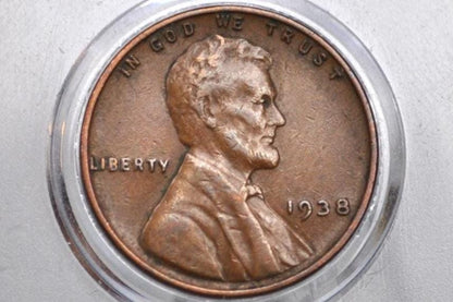 1938-D Wheat Penny - VF to EF (Very Fine to Extremely Fine) Condition - 1938D Wheat Ear Cent