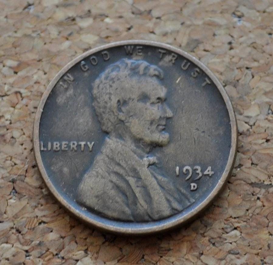 1934 Wheat Penny - F-EF (Fine to Extremely Fine) Condition - 1934 P Wheat Ear Cent