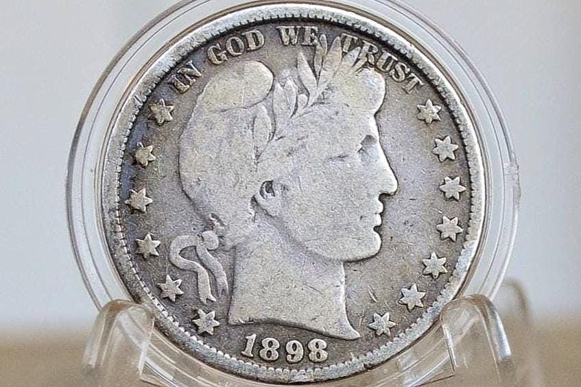 1898 Barber Silver Half Dollar - VG10 (Very Good) Condition - Philadelphia Mint - 1898 Liberty Head Half Dollar - 1898 P Liberty Head Half