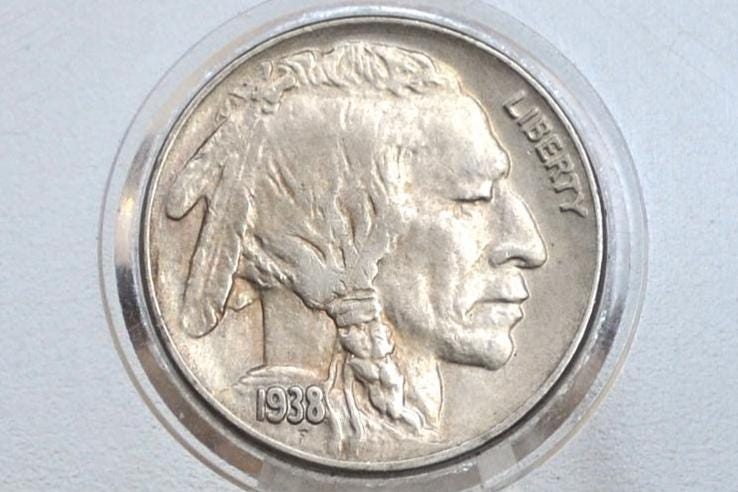 1938-D Buffalo Nickel - Choose by Grade / Condition - Last Year of Production - Denver Mint - 1938-D Nickel - Indian Head Nickel 1938D
