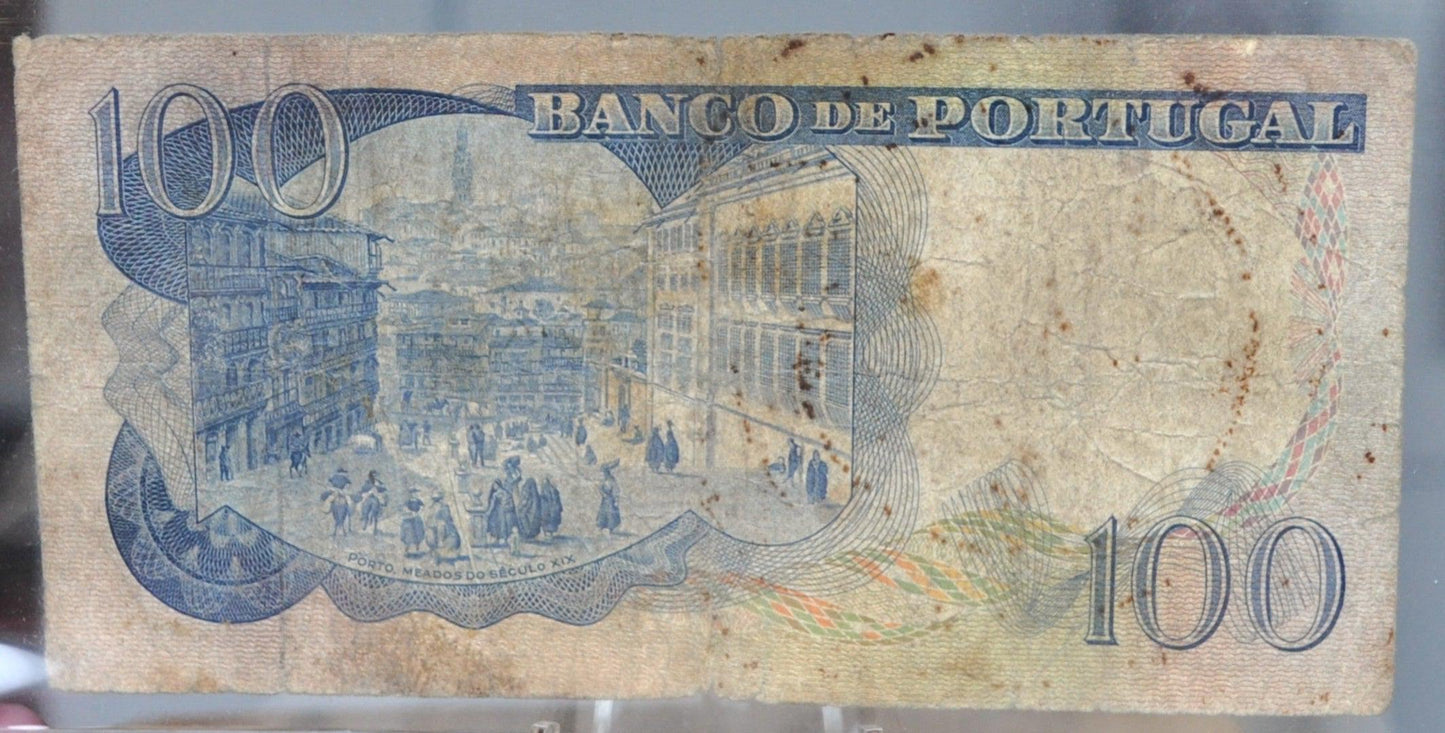 1965 Bank of Portugal 100 Escudos Note - Camilo Castelo Branco Type - 1965 Portuguese One Hundred (Cem) Escudos Banknote - P#169a