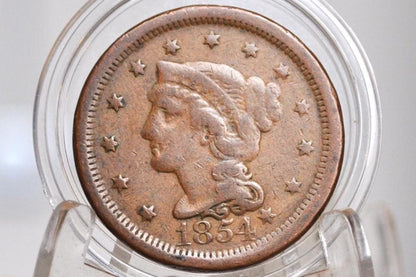 1854 Braided Hair Large Cent - Choose by Coin / Grade - 1854 Coronet Cent 1854 US Large Cent Braided Hair 1839 to 1857