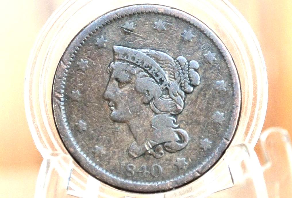 1840 Braided Hair Large Cent - Choose by Grade / Coin - 1840 Coronet Cent - 1840 US Large Cent - Braided Hair 1839 to 1857