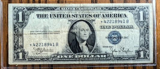 1935C Us Silver Certificate 1 Dollar Star Note - Very Fine (Vf) - C Series - Silver Cert 1935-C Blue Seal Star Note - Fr#1612*