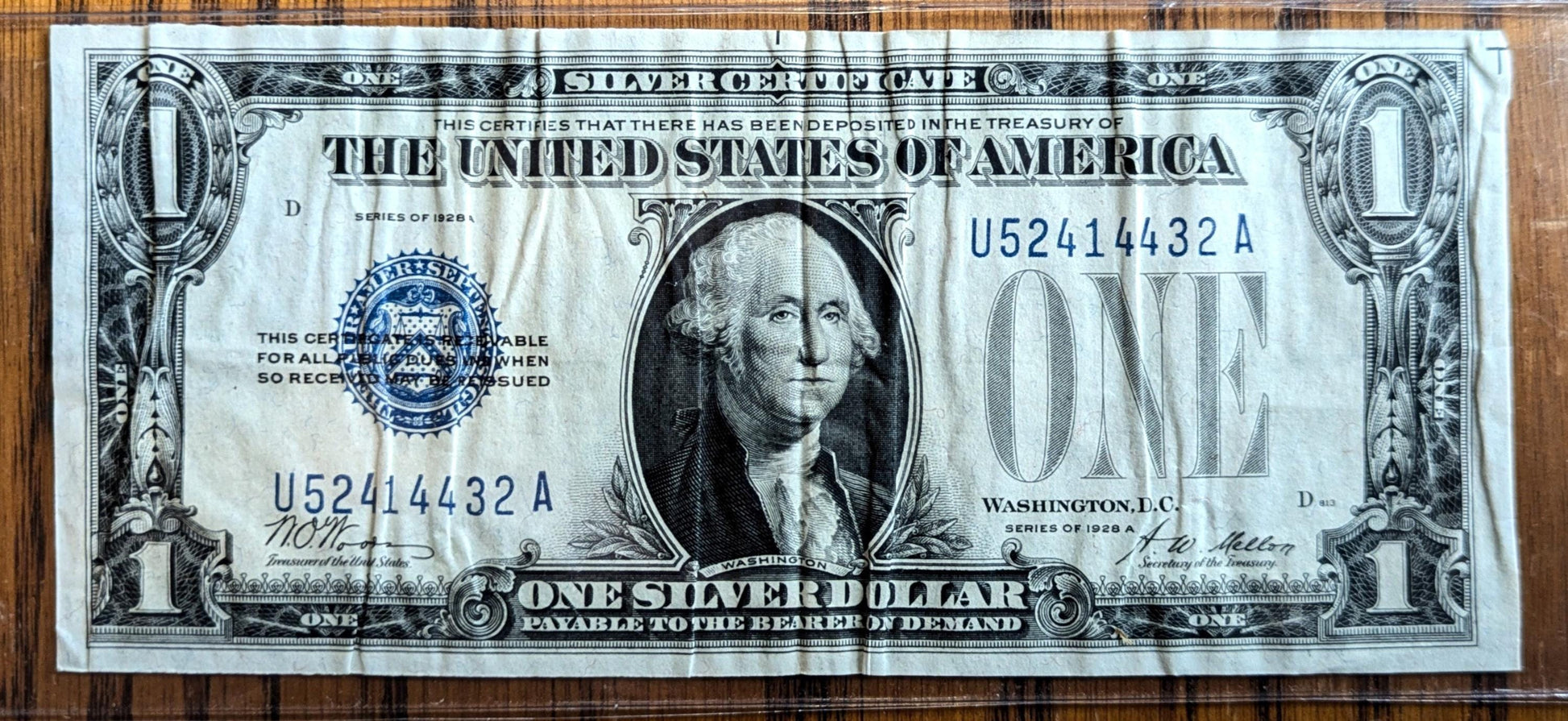 1928-A 1 Dollar Silver Certificate - Vf (Very Fine) Grade - Funny Back Note, U-A Block - 1928A One Dollar Silver Certificate - Fr#1601