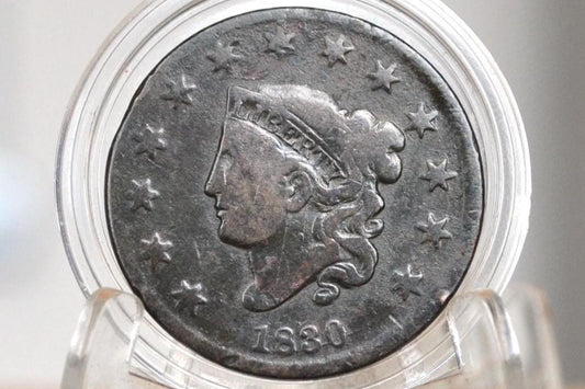 1830 Matron Head Large Cent - VG Details, Corrosion, Better Date! Medium Letters Variety - 1830 Liberty Head Cent - 1830 US One Cent
