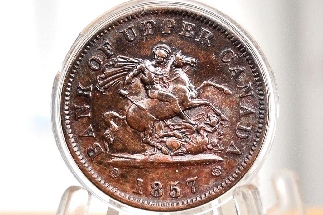 1857 Bank of Upper Canada One Penny - 1 Penny Bank Token - Great Detail - 1857 Bank Token One Penny - 1857 Canadian Large Cent