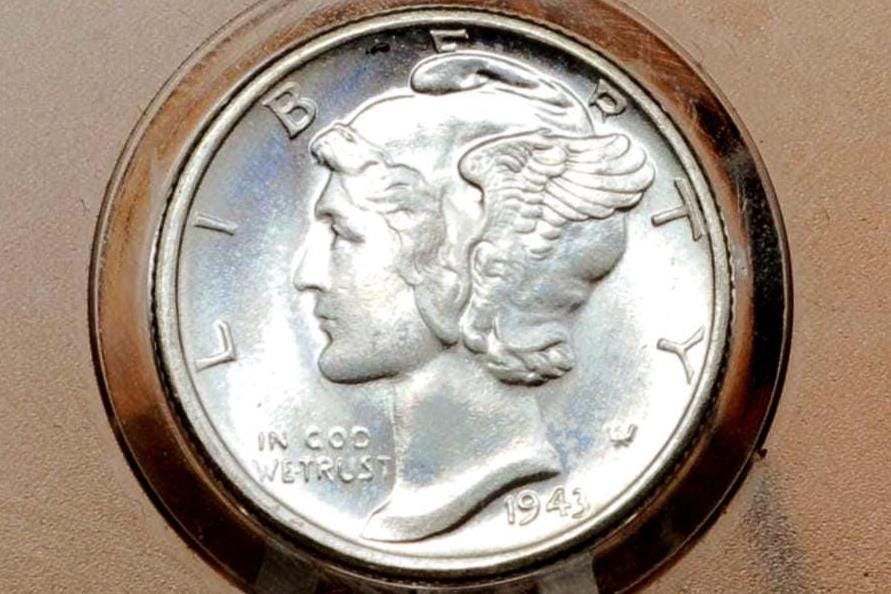 1943 Mercury Dimes P,D,S - Choose by Mint & Grade - 1943 D Liberty Head Dime 1943 S Winged Liberty Silver Dime 1943