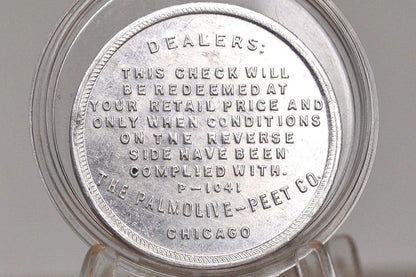 Palmolive Soap Cake BOGO Token Chicago, IL -The Palmolive Peet co. Promo Token coupon - 1 Cake Palmolive Free Soap Token