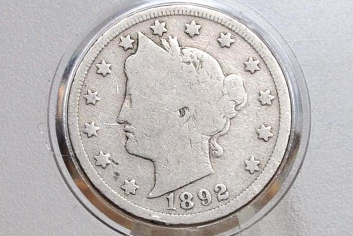 1892 V Nickel - AG (About Good) Grade - 1892 Liberty Head Nickel - Better Date - Nickel Collection
