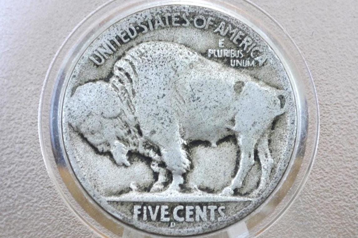 1924-D Buffalo Nickel - Fine+ (Fine15-VF20) Grade / Condition; Lower Mintage Date - Denver Mint 1924 Nickel Indian Head Nickel 1924 D