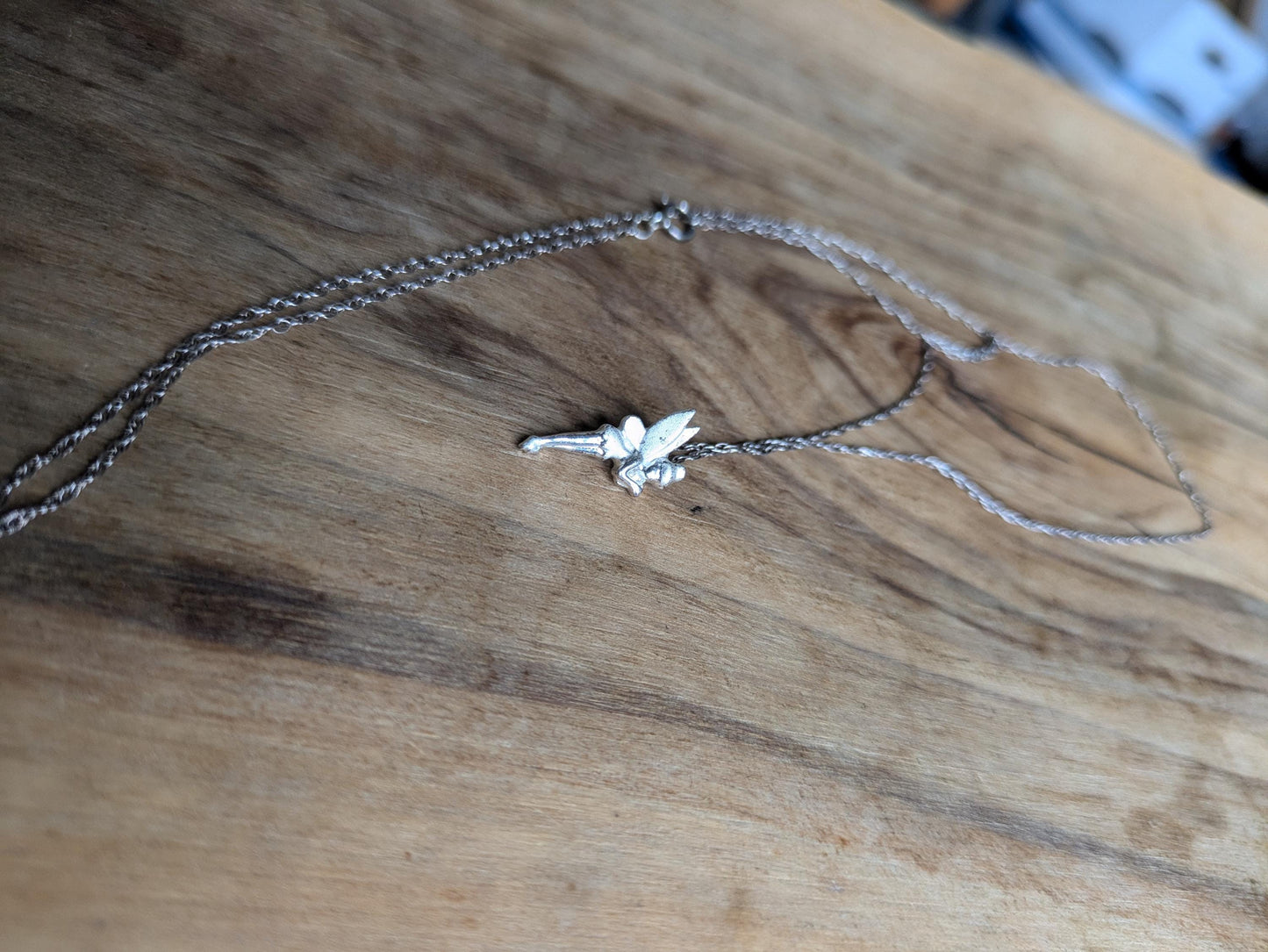 Sparkling Sterling Silver Tinkerbell Necklace - 20 inches - Stamped "Disney" & "925" - Collectible Vintage Disney Necklace/Pendant