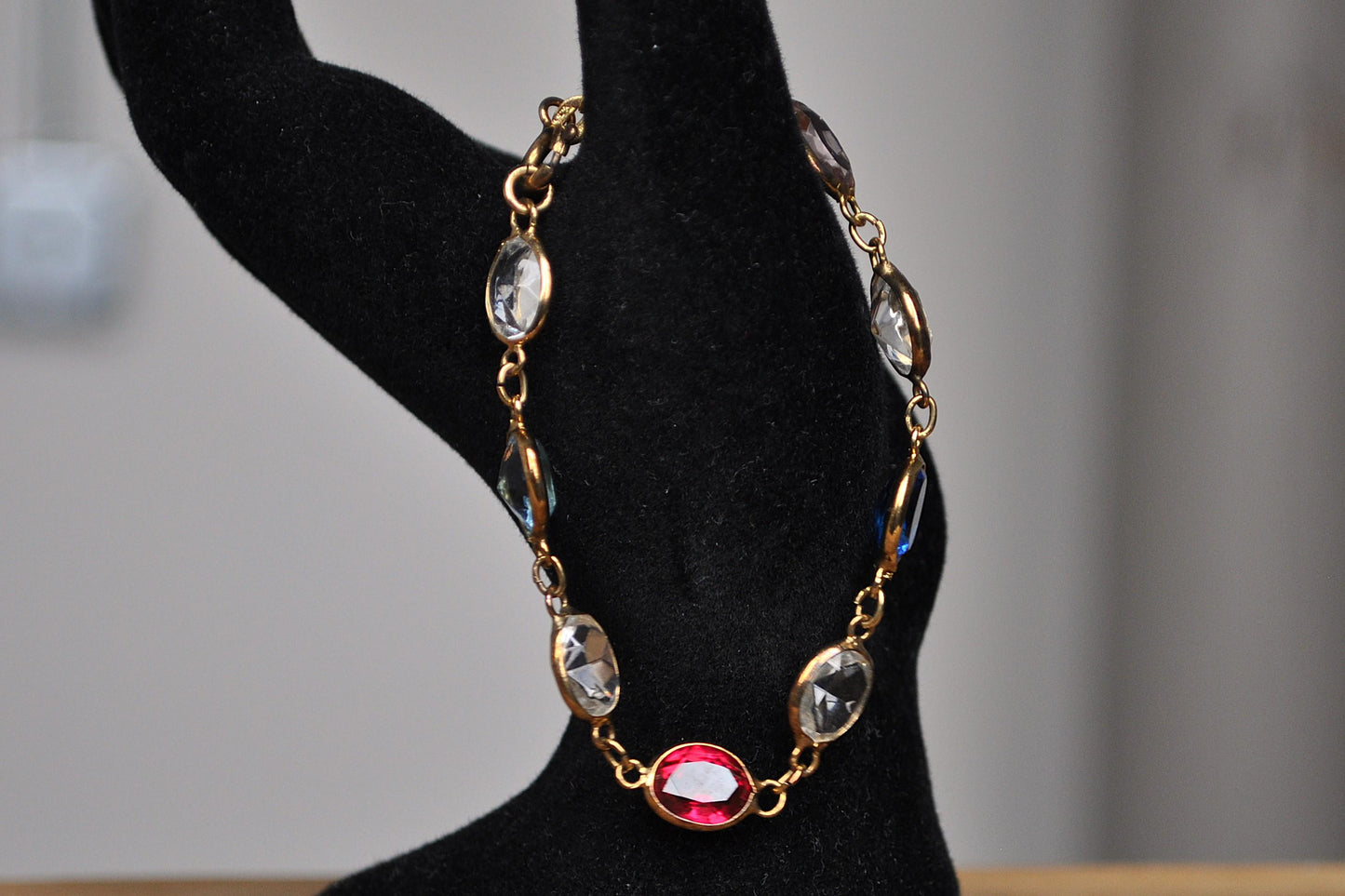 Beautiful Sterling Silver Swarovski Gold Plated Rhinestone Bracelet - 17 mm - Rhinestone Crystals Sterling Silver Bracelet