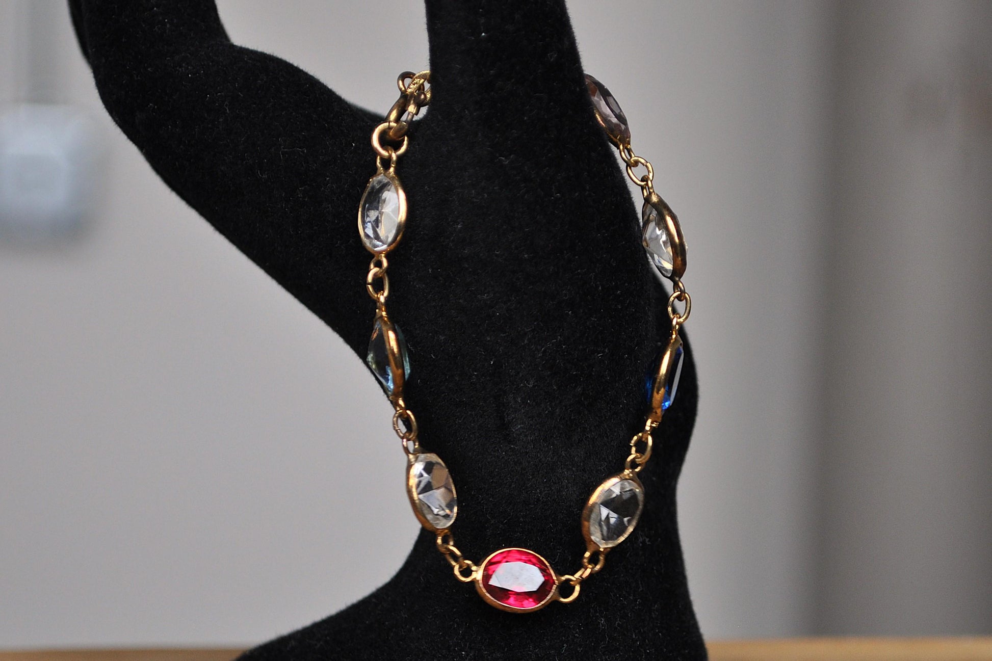 Beautiful Sterling Silver Swarovski Gold Plated Rhinestone Bracelet - 17 mm - Rhinestone Crystals Sterling Silver Bracelet