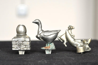 Antique Pewter Nursery Rhyme Candle Holders - Canadian Pewter - Seagull Pewter - Cow Jumped Over Moon, Humpty Dumpty, Mother Goose