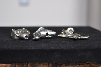 Antique Pewter Nursery Rhyme Candle Holders - Canadian Pewter - Seagull Pewter - Cow Jumped Over Moon, Humpty Dumpty, Mother Goose