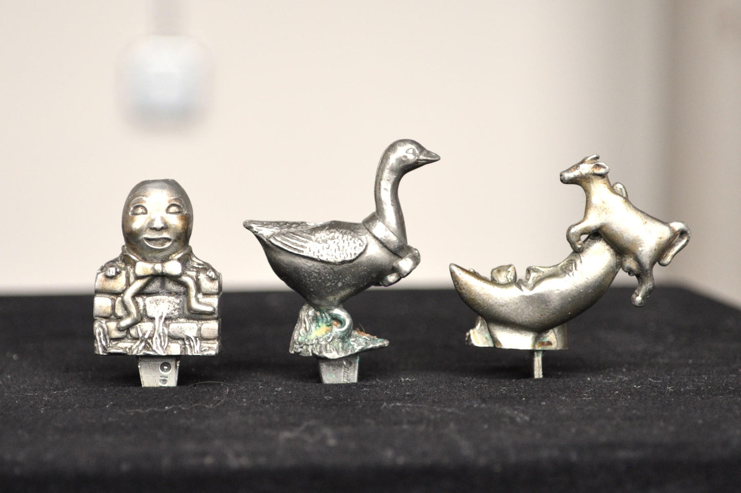 Antique Pewter Nursery Rhyme Candle Holders - Canadian Pewter - Seagull Pewter - Cow Jumped Over Moon, Humpty Dumpty, Mother Goose