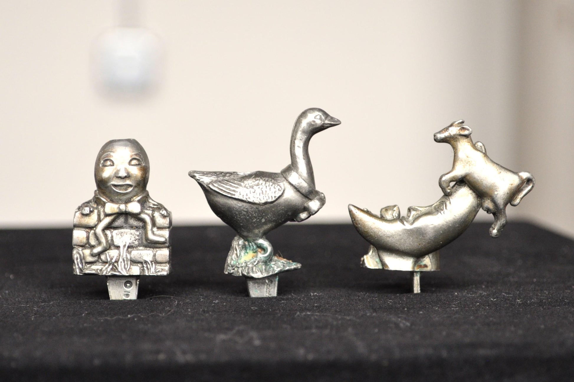 Antique Pewter Nursery Rhyme Candle Holders - Canadian Pewter - Seagull Pewter - Cow Jumped Over Moon, Humpty Dumpty, Mother Goose