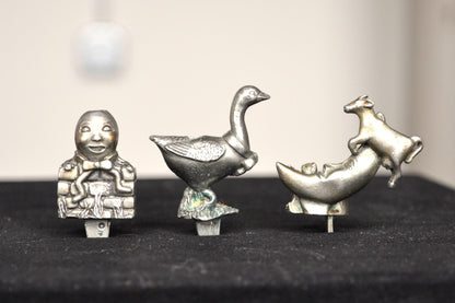 Antique Pewter Nursery Rhyme Candle Holders - Canadian Pewter - Seagull Pewter - Cow Jumped Over Moon, Humpty Dumpty, Mother Goose