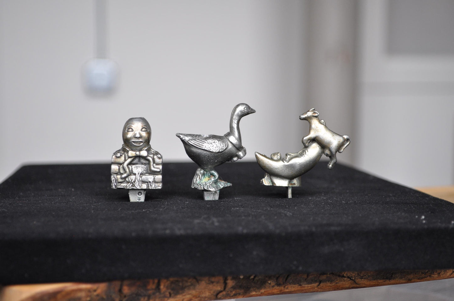 Antique Pewter Nursery Rhyme Candle Holders - Canadian Pewter - Seagull Pewter - Cow Jumped Over Moon, Humpty Dumpty, Mother Goose