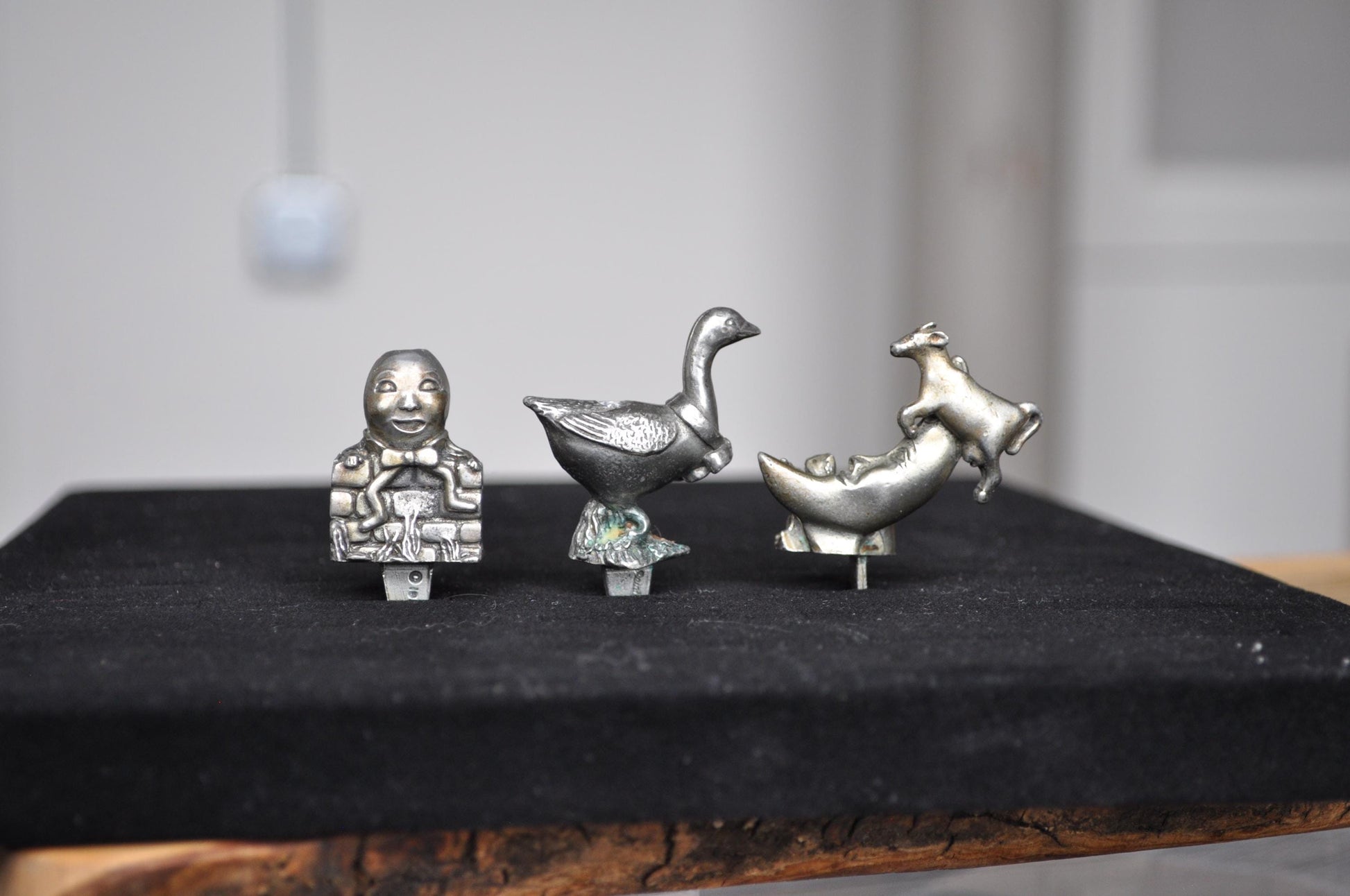 Antique Pewter Nursery Rhyme Candle Holders - Canadian Pewter - Seagull Pewter - Cow Jumped Over Moon, Humpty Dumpty, Mother Goose