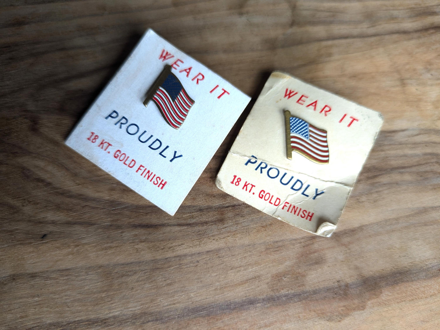 Patriotic 18KT Gold Finish USA Flag Pins - United States Gold Finish Pins - 18KT Gold Finish Flag Pins