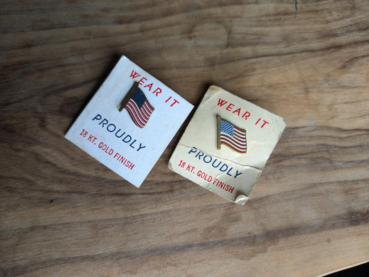 Patriotic 18KT Gold Finish USA Flag Pins - United States Gold Finish Pins - 18KT Gold Finish Flag Pins
