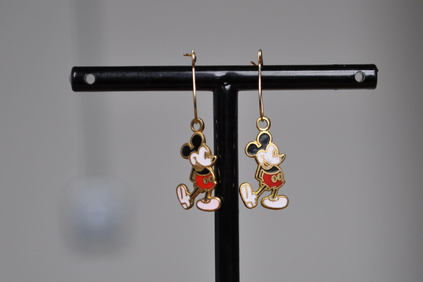 Magical Disney Pie-Eyed Mickey Mouse Enamel Earrings - Pie-Eye Mickey Earrings - 1930s Mickey Mouse Earrings