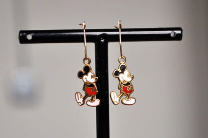 Magical Disney Pie-Eyed Mickey Mouse Enamel Earrings - Pie-Eye Mickey Earrings - 1930s Mickey Mouse Earrings