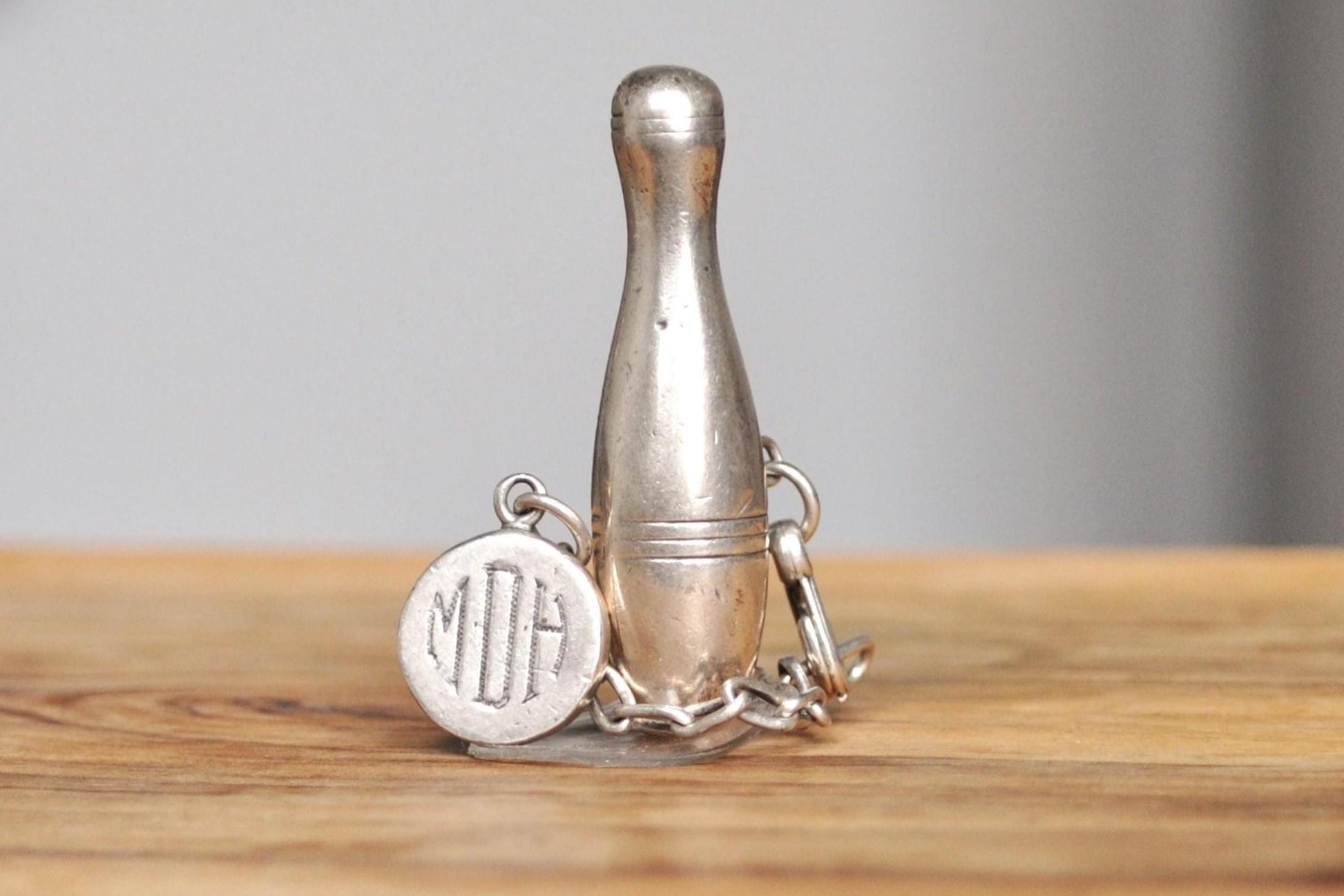 Vintage Napier Sterling Silver Bowling Pin Keychain - Signed Napier Sterling - 925 Napier Bowling Keychain