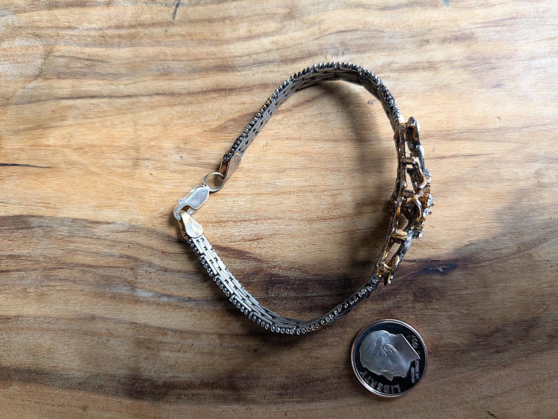 Regal Sterling Silver Cubic Zirconia 3-Tone Bracelet - 7 Inches - Replaced Clasp - Sterling Silver 925 Cubic Zirconia 3-Tone Bracelet