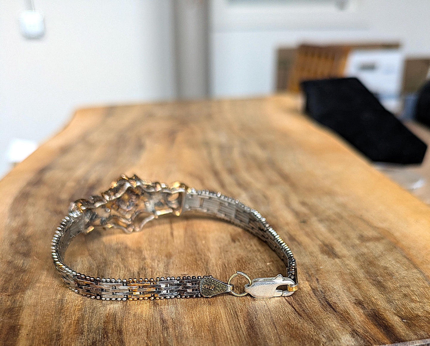 Regal Sterling Silver Cubic Zirconia 3-Tone Bracelet - 7 Inches - Replaced Clasp - Sterling Silver 925 Cubic Zirconia 3-Tone Bracelet