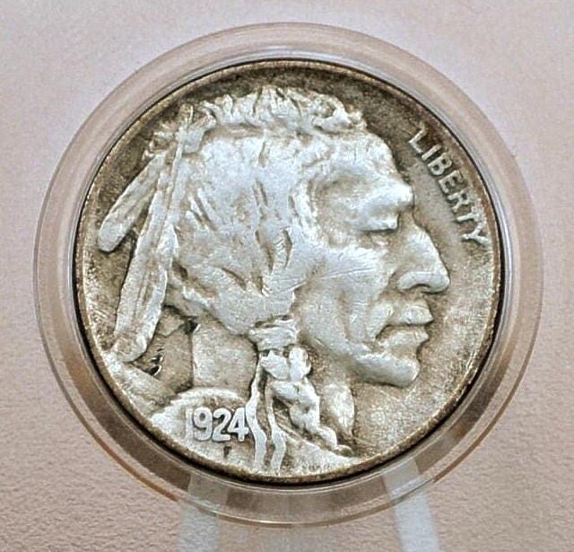 1924 Buffalo Nickel - VG to XF (Very good to Extremely Fine) Grade; Choose by Grade - Philadelphia Mint - 1924 P Nickel Indian Head 1924