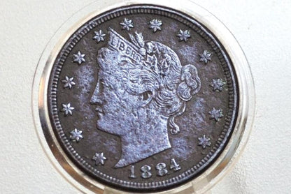 1884 Liberty Head Nickel - Choose by Grade - Semi-Key Date - 1884 V Nickel - Philadelphia Mint - 1884 Nickel - V Nickel Key Date