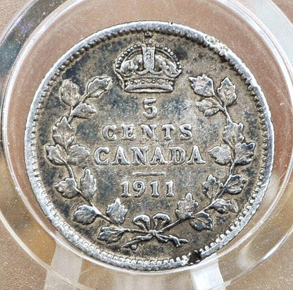 1911 Canadian Silver 5 Cent Coin - VF (Very Fine) Condition - King George - Canada 5 Cent Sterling Silver 1911 Canada