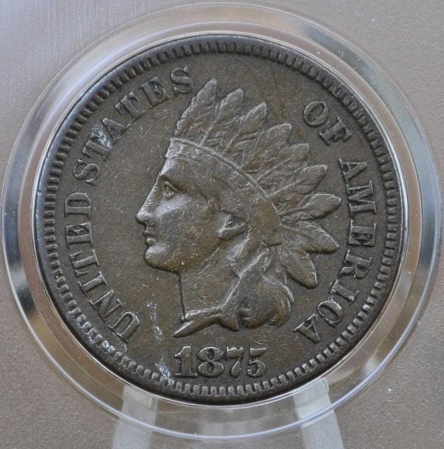 1875 Indian Head Penny - VG-XF (Very Good to Extremely Fine) Choose by Grade - Semi-Key Date - Indian Head Cent 1875 - Indian Head Pennies