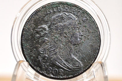 1802 Draped Bust Large Cent - Uncirculated Details, Prior Corrosion - US Large Cent 1802 One Cent US - Rarer Date, Competitively Priced