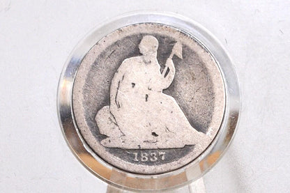 1837 Dime - AG - Small Date Variety - First Year Made - 1837 Silver Dime / 1837 Liberty Seated Dime Seated Liberty 1837