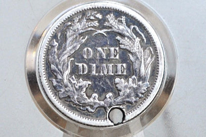 1875 Seated Liberty Dime with Hole - XF Grade / Condition - 1875 Liberty Seated Silver Dime - Holed 1875 Seated Liberty Dime