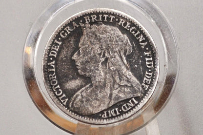 1896 Threepence Great Britain 3 Pence Silver - VG (Very Good) Condition, Great Detail - Queen Victoria - UK 3 Pence Silver 1896