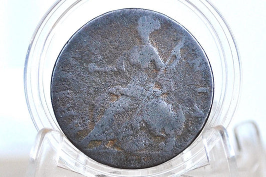 1775 UK Halfpenny - Faded Details - 1775 Great Britain 1/2 Penny - Copper Half Penny 1775